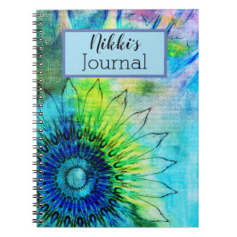 Caderno Espiral Neon Sunflower Watercolor Personalizado