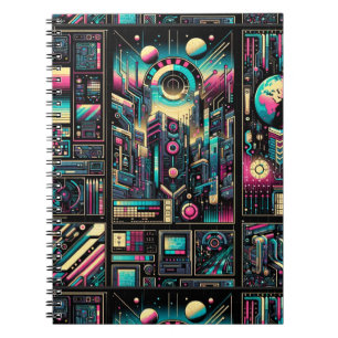 Caderno Espiral Neon Tech Odyssey
