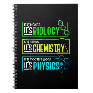 Caderno Espiral Nerd de Ciência da Física de Química Engraçado