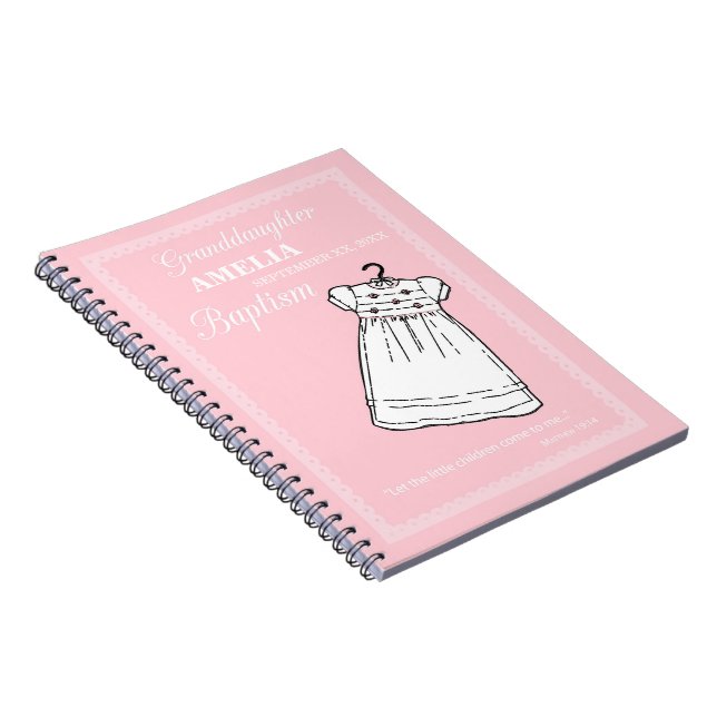 Caderno Espiral Neta, palhaço de batismo personalizado a rosa (Lado Direito)