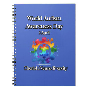 Caderno Espiral Neurodiversidade cereja. Dia Mundial da Consciênci