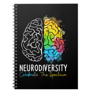 Caderno Espiral Neurodiversity Autismo Spectrum ASD ADHD Rainbow B