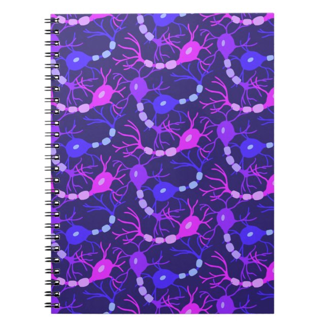 Caderno Espiral Neurônios Conectados Neon Roxo (Frente)