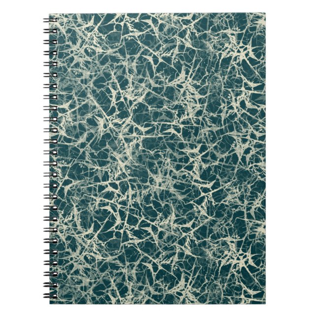 Caderno Espiral Neurônios de rede em Teal - padrão perfeito. (Frente)