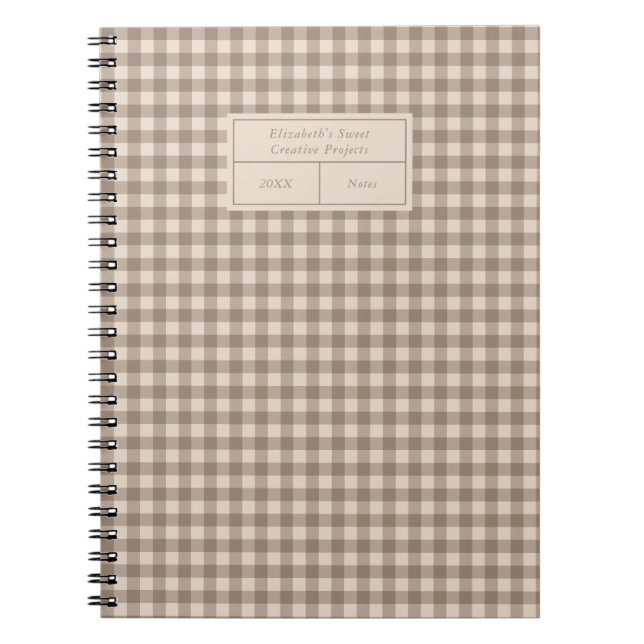 Caderno Espiral Neutral Rustic Gingham Small Business (Frente)