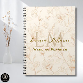 Caderno Espiral Neutral Wildflower Monogram Business Design