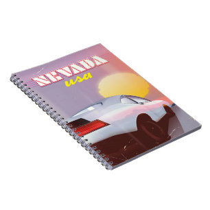 Caderno Espiral Nevada EUA carro esportivo pôr do sol