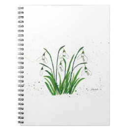 Caderno Espiral Neve gotas de flores brancas aquarela