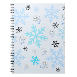 Caderno Espiral Neves e flocos de neve em azul claro
