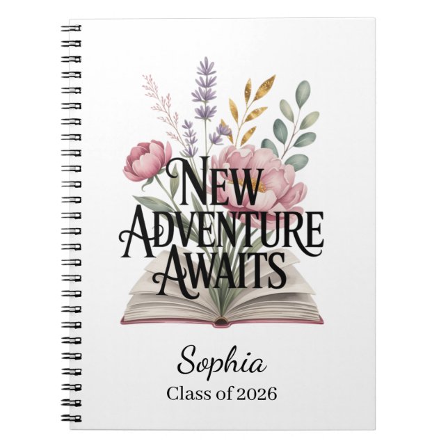 Caderno Espiral New Adventure Awaits Graduation Personalized (Frente)