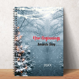 Caderno Espiral New beginnings woodland white tree custom
