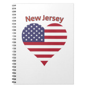 Caderno Espiral New Jersey American Flag Heart