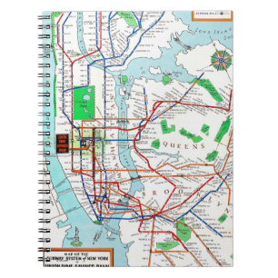 Caderno Espiral New York: Metro Mapa, 1940