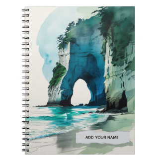 Caderno Espiral New Zealand Landscape Cathedral Cove Notebook