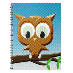 Caderno Espiral Newsprint Cartoon Owl