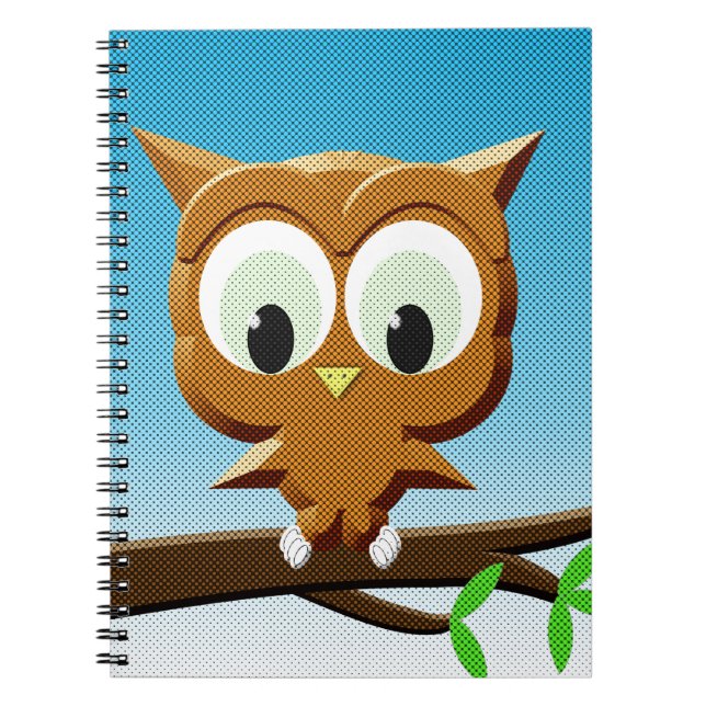 Caderno Espiral Newsprint Cartoon Owl (Frente)