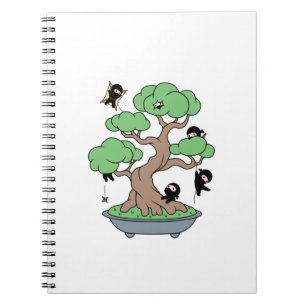Caderno Espiral Ninjas minúsculo no nome do costume da árvore do
