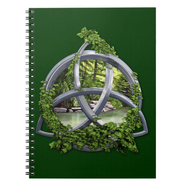 Caderno Espiral Nó celta da trindade do cromo (Frente)