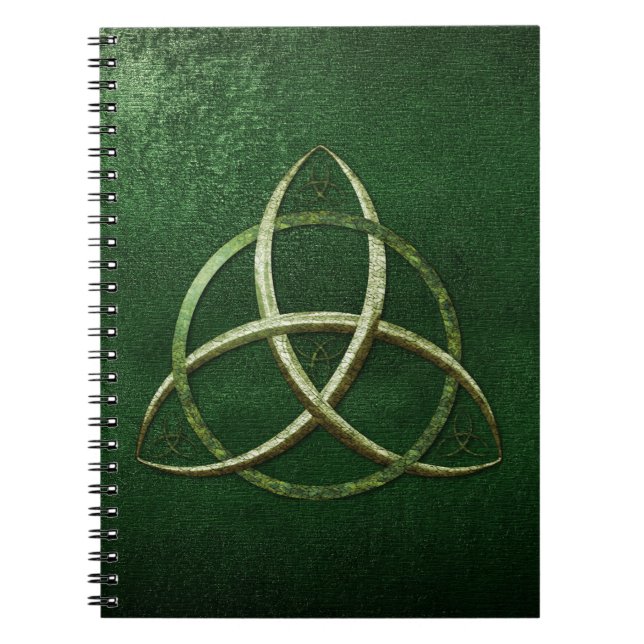 Caderno Espiral Nó celta verde da trindade (Frente)