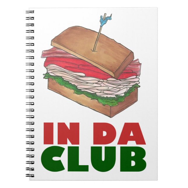 Caderno Espiral No Da Club Turkey Club Sandwich Engraçado Foodie D (Frente)