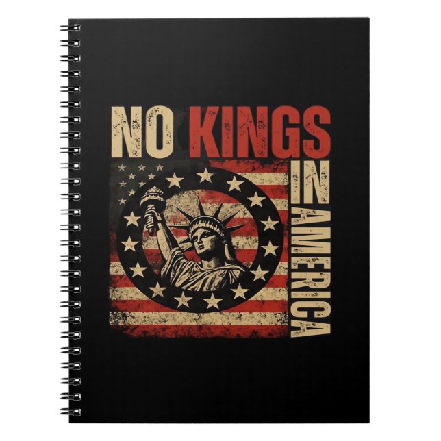 Caderno Espiral No Kings In America Patriotic Grunge Classic Vinta (Frente)