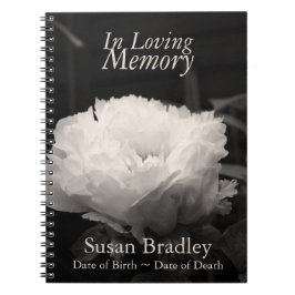 Caderno Espiral No Loving Memory Peony Funeral NoteBook