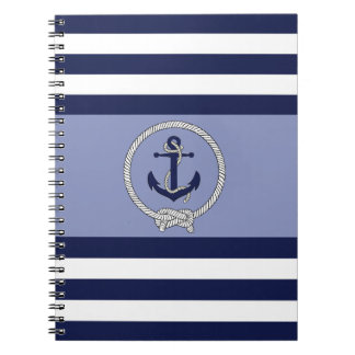 Caderno Espiral Nó/Marinho azul-náutico/Faixa azul/faixa branca