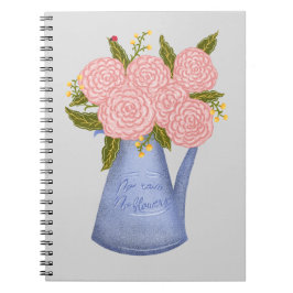 Caderno Espiral No rain no flowers watering can with flowers