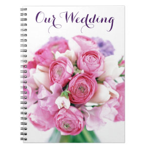 Caderno Espiral Noetbook de Flores Rosa de Casamento