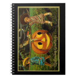 Caderno Espiral Noite da Colheita de Jack-o-Lantern do Halloween p