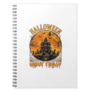 Caderno Espiral Noite de Halloween Hoje Mansão Assombrada Abóboras