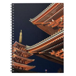 Caderno Espiral Noite de Kaminarimon em Tóquio Japão