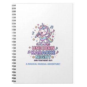Caderno Espiral Noite de Karaokê Unicórnio Tipografia Negrito Prod