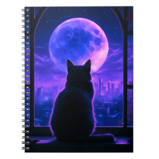 Caderno Espiral Noite de Luar com Gato Preto