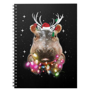Caderno Espiral Noite de Natal Hippo Fiona Hippopotamus Lover