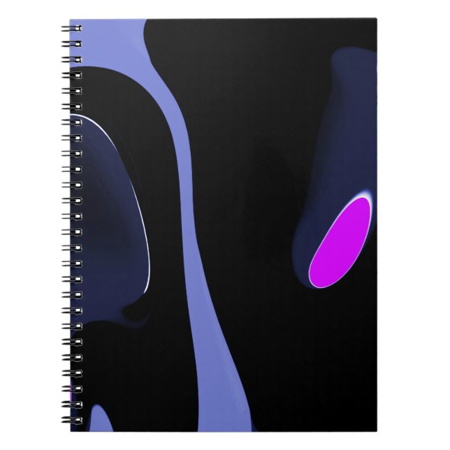 Caderno Espiral Noite do Cometa: Abstrato azul, roxo e preto (Frente)