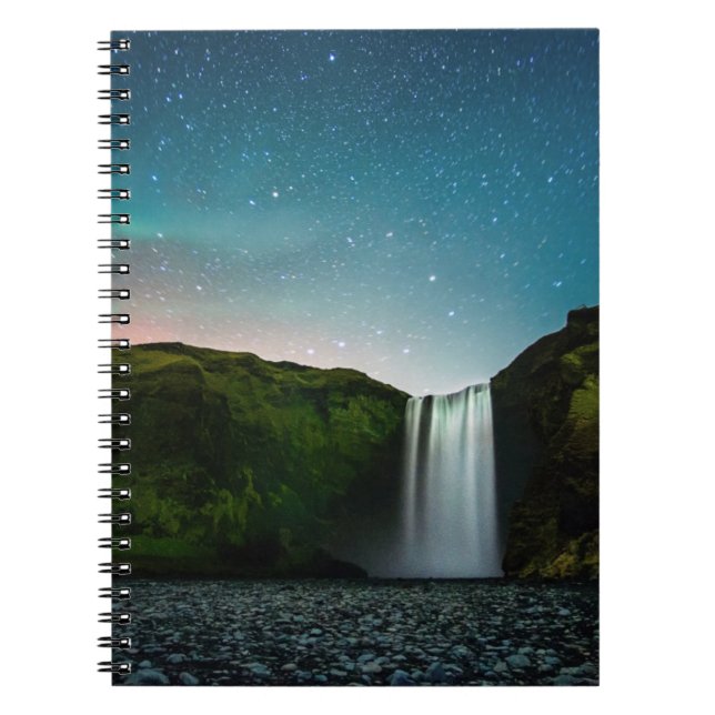 Caderno Espiral Noite em Skógafoss (Frente)