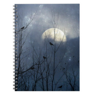 Caderno Espiral Noite Misteriosa Das Estrelas E Corvos