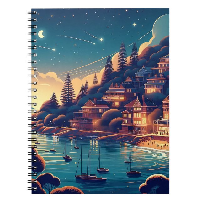 Caderno Espiral Noite Sonhadora na Costa (Frente)