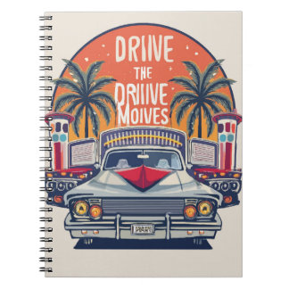 Caderno Espiral Noites de tela prateada: Filmes com drive-in retrô