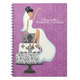 Caderno Espiral Noiva de Cabelo Escuro no Bolo de Casamento {orqu