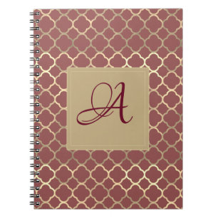 Caderno Espiral Noiva de Quatrefoil Decor Burgundy Soja Casamento
