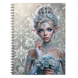 Caderno Espiral Noiva Fada de Inverno Retrato de Fantasia Encantad