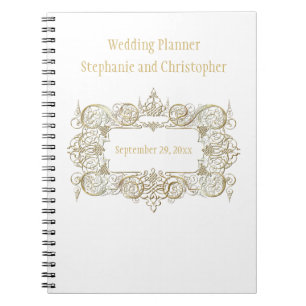 Caderno Espiral Noiva-mãe do Planejador de Casamento Dourado Elega