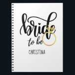 Caderno Espiral Noiva para ser Chá de panela de solteira de Casame<br><div class="desc">Com esta Noiva para ser presente,  você pode comemorar o noivado de casamento de sua amiga mais próxima,  irmã ou filha. Isso é apropriado para um noivado,  chá de panela ou festa de solteira. Adicione o nome dela para fazer um presente personalizado e memorável.</div>