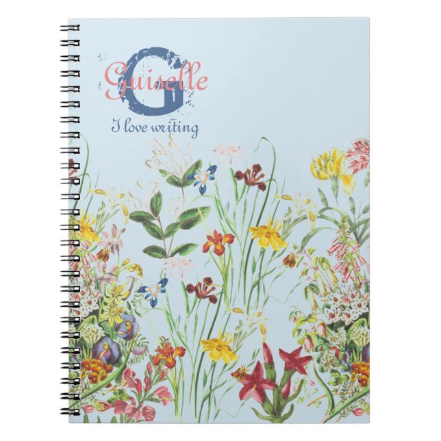 Caderno Espiral Nome Biográfico Floral Botânico Girassol Bonito (Frente)