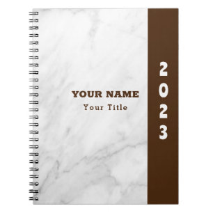 Caderno Espiral Nome Clássico Personalizado Mármore Branco