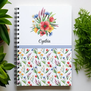 Caderno Espiral Nome, Colorful Summer Watercolor