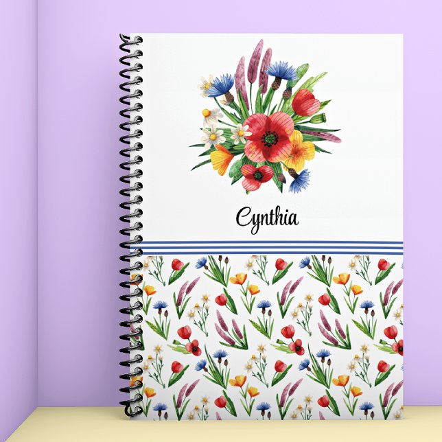 Caderno Espiral Nome, Colorful Summer Watercolor (Criador carregado)
