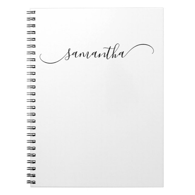 Caderno Espiral Nome com Assinatura Curva Elegante (Frente)